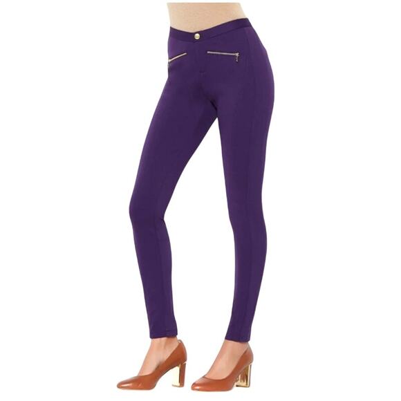 IMAN Global Chic Power Ponte Ankle Pant w/ Illusion Seaming Purple Womens Size 4 - Picture 1 of 11